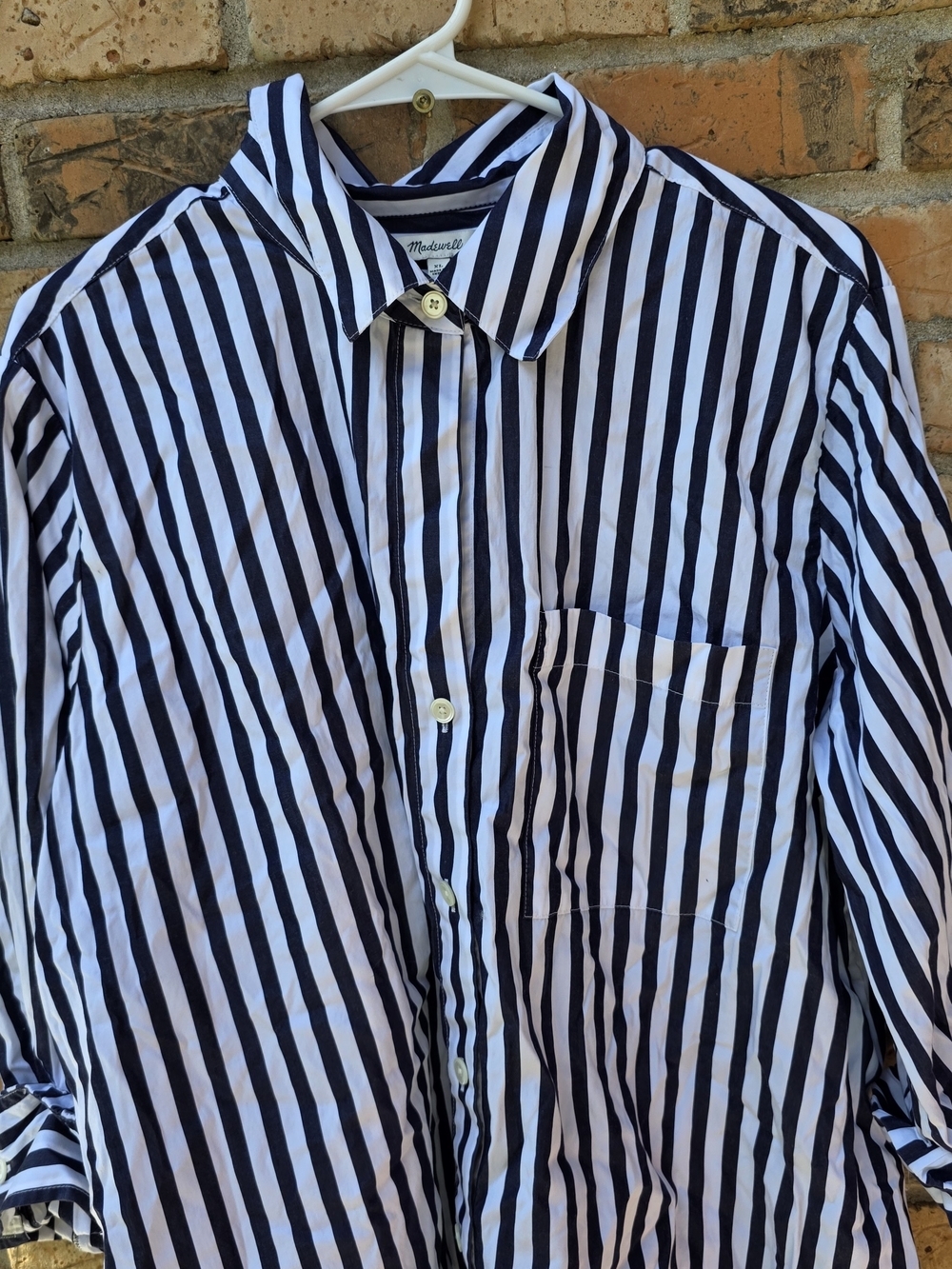 Madewell Blue and White Striped Button-Up Shirt - Picture 12 of 16